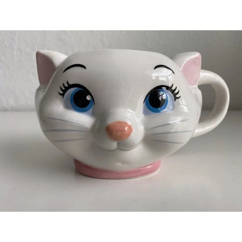 DISNEY STORE Marie The Aristocats Cat Kitten Face Bow Ceramic 3D Mug Cup 20 Oz